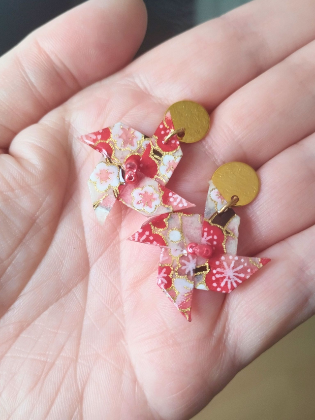 Boucles d’oreilles « Moulins en Papier Japonais »