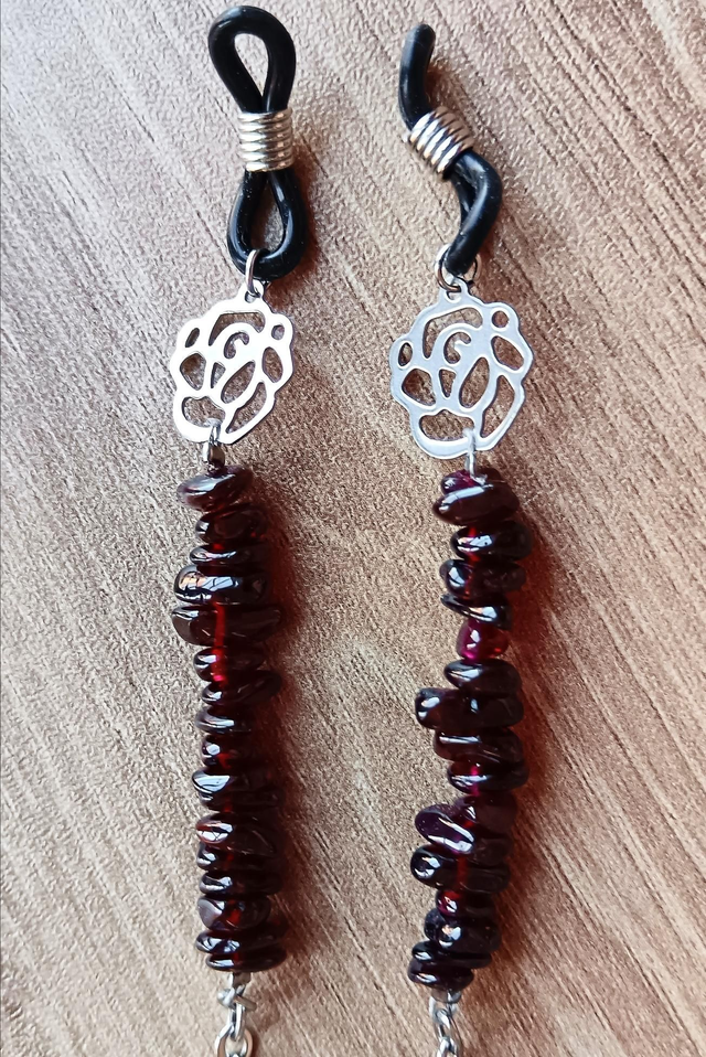 Chaine de lunettes ROSE  Intemporelle Grenat