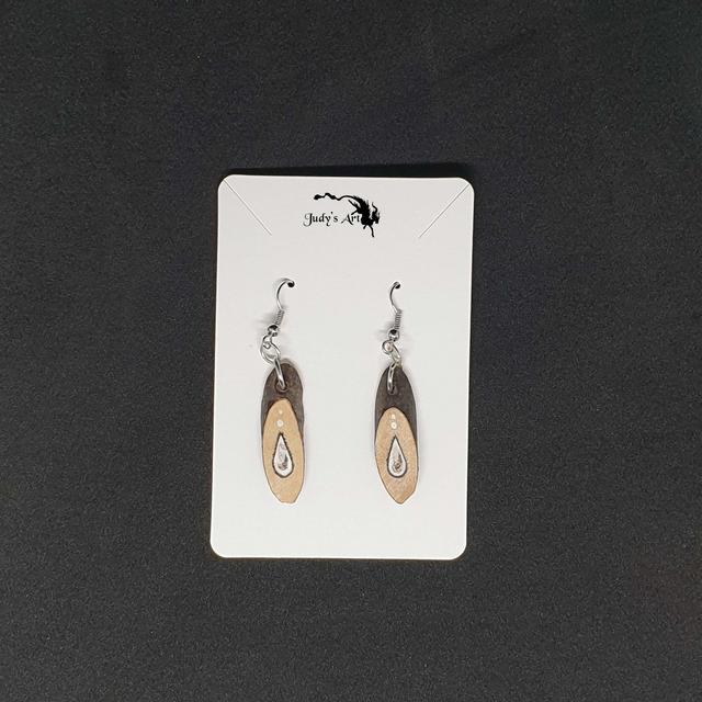 Boucles d'oreilles pyrogravure