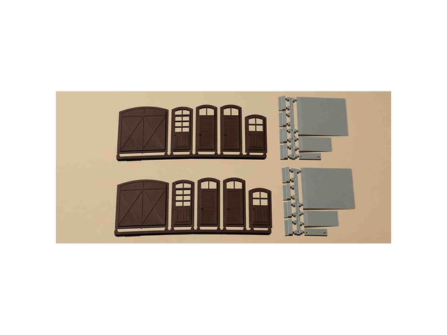 set de portes marrons et rampes Auhagen 80251 H0