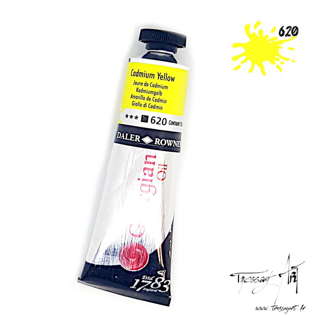 DALER ROWNEY - PEINTURE A L'HUILE GEORGIAN 38mL - JAUNE DE CADMIUM 620 - CA133620