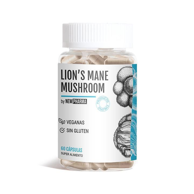 Melena de León Newpharma 60 Cápsulas Sin Sabor – Hongo Funcional para Memoria y Energía