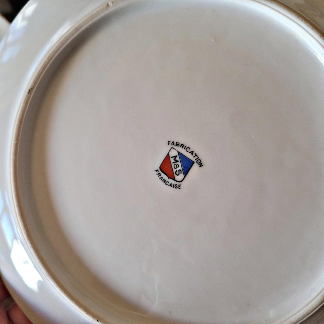 Assiettes à dessert vintage porcelaine M8S France (6 ou 12)