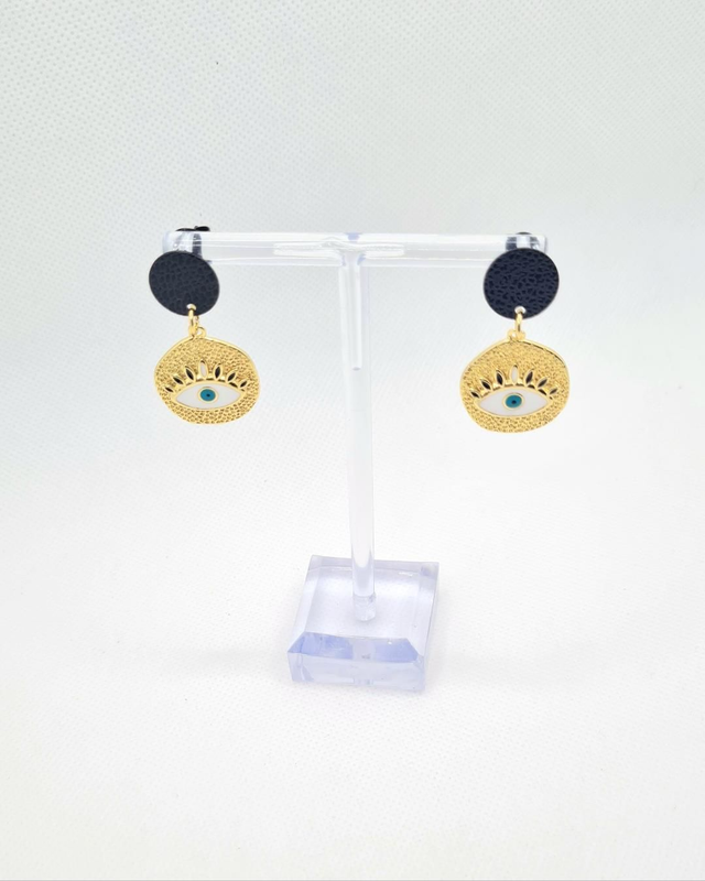 Clous d'oreilles en acier inoxydable noirci "Regards"