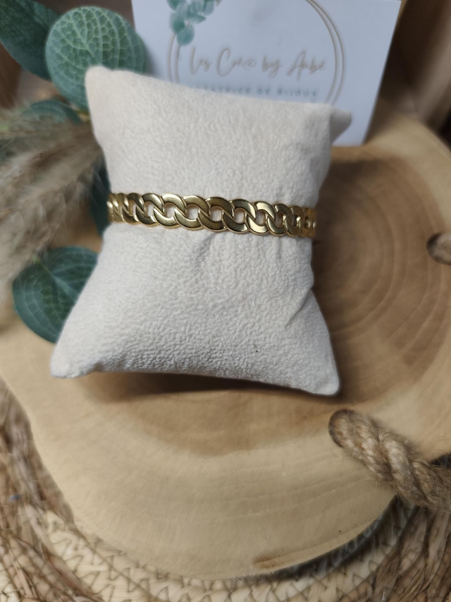 BRACELET MANCHETTE TRESSEE ACIER INOXY GOLD 0000168