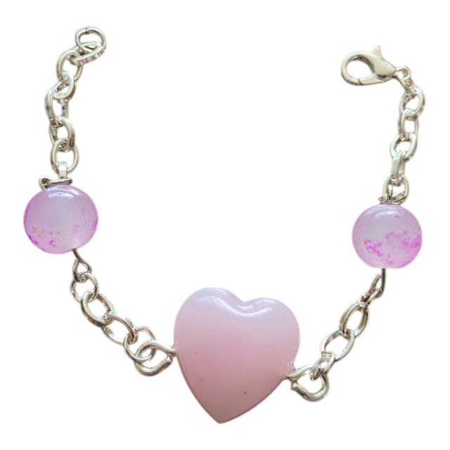 Bracelet en résine artisanal rose