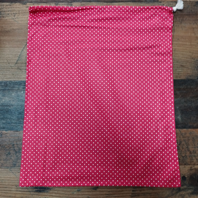 Rouge à pois blanc - Hauteur 44,5 cm x Largueur 36,5 cm