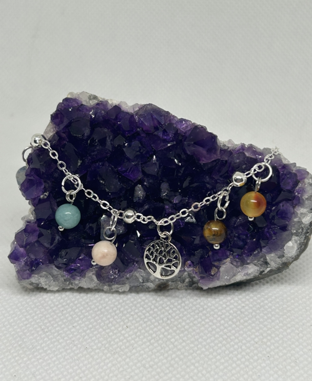 Bracelet chaînette argentée 7 chakras