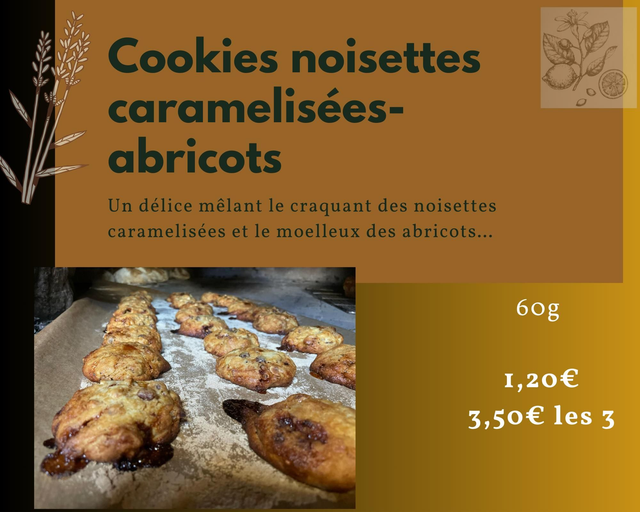 Cookies noisettes caramelisées- abricots