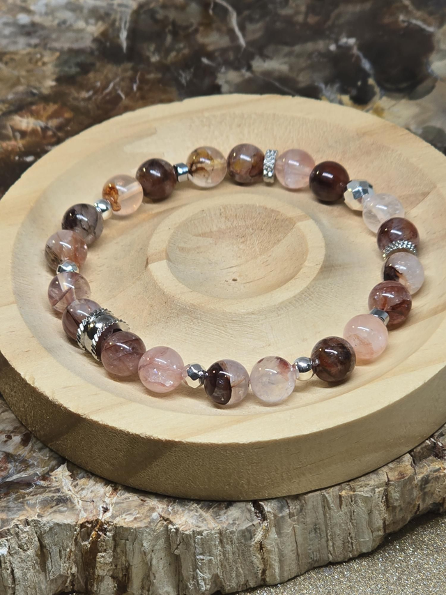 Bracelet Quartz Hématoïde rouge 0,8 cm 