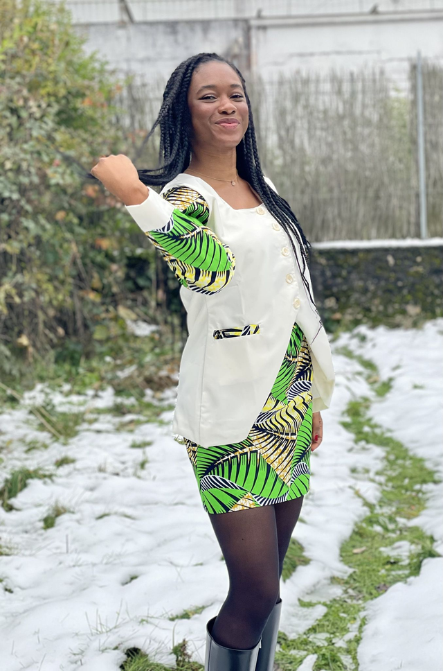 Camisole Jade , couleur uni + wax vert 