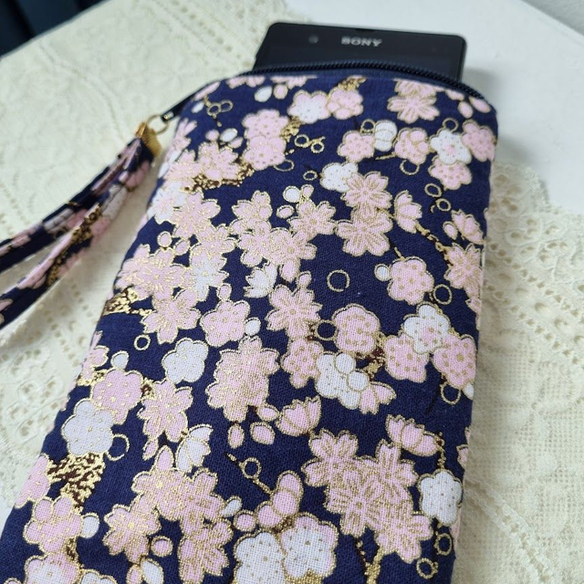 Etui zippé pour smartphone "Hinata" bleu marine