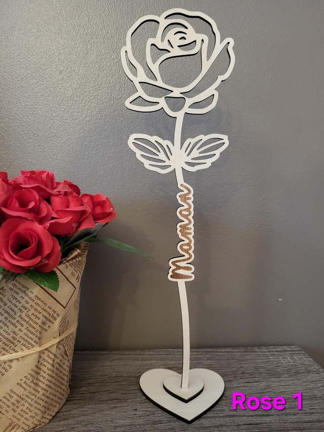 Rose éternelle en bois