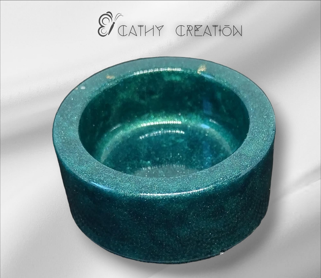 Petit bougeoir vert pailleté 