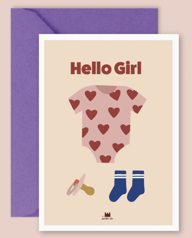 Carte "Famille" : Hello Girl (avec enveloppe)