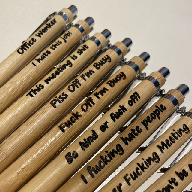 Rude Laser Engraved Bamboo Pens