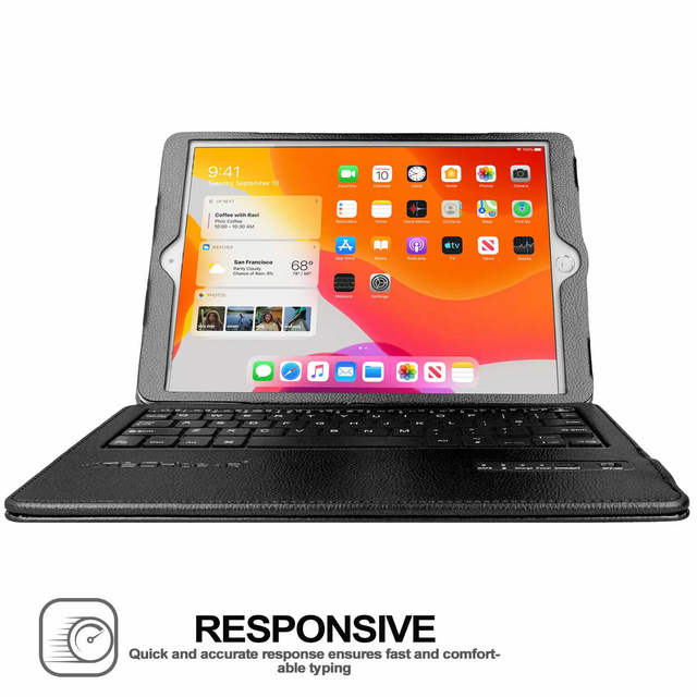 For Apple iPad 10.2" 9th Gen 2021 UK QWERTY Keyboard + PU Leather Stand Case
