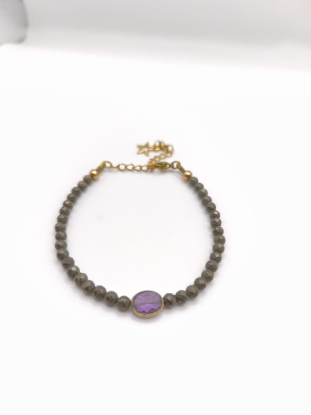 Bracelet pyrite et améthyste 
