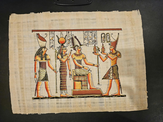 Ancient Egyptian Pharaoh &amp; Gods Papyrus Art – Sacred Royal Offering Ceremony &amp; Pharaonic Wall Decor – 23 × 33 cm