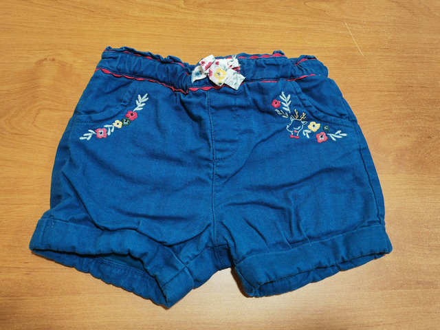 Short bleu fleuri 18 mois