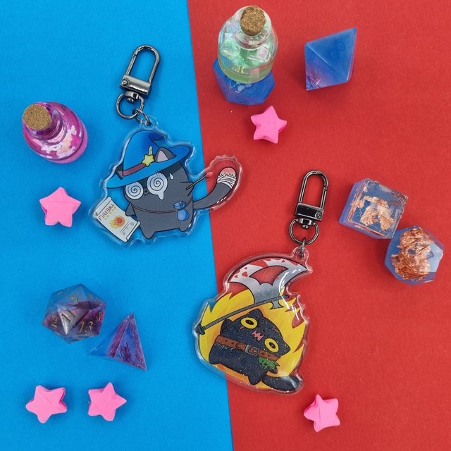 DnD Cats | Babarian, Wizard &amp; Ranger | KEYCHAINS
