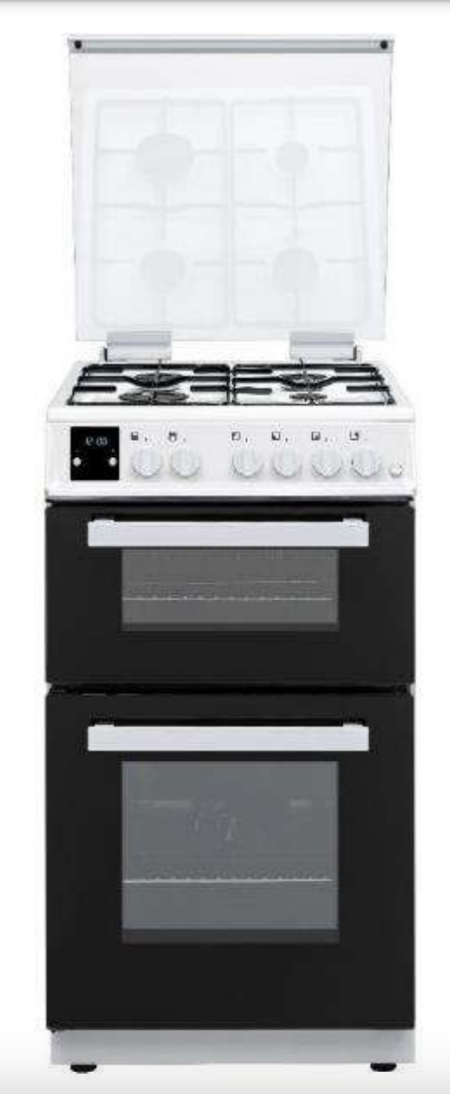 Hostess DOG50W -50cm  White 4 Zone Gas Double Oven 