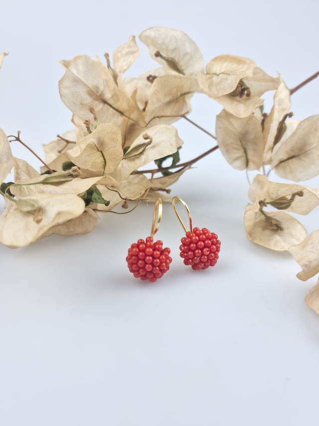 Orecchini Lamponi Tessiti di Corallo