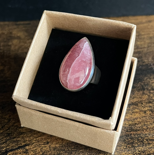 Bague en argent et Rhodochrosite - Taille 57