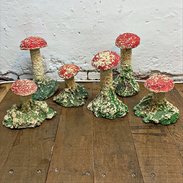 Set of Six 1950s French Composite Stone Toadstools