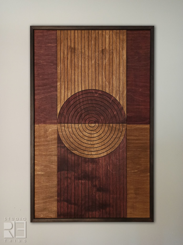 "Geometryczna elegancja" – nowoczesna drewniana dekoracja ścienna