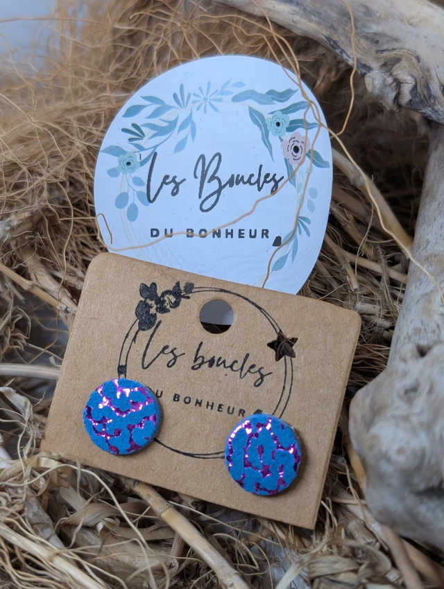 Boucles d'oreilles puces bleu violet pu069