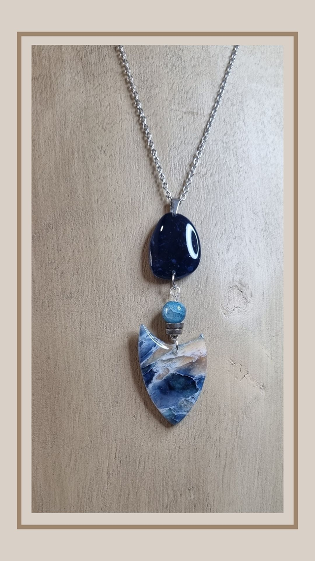 Collier bleu océan goutte 