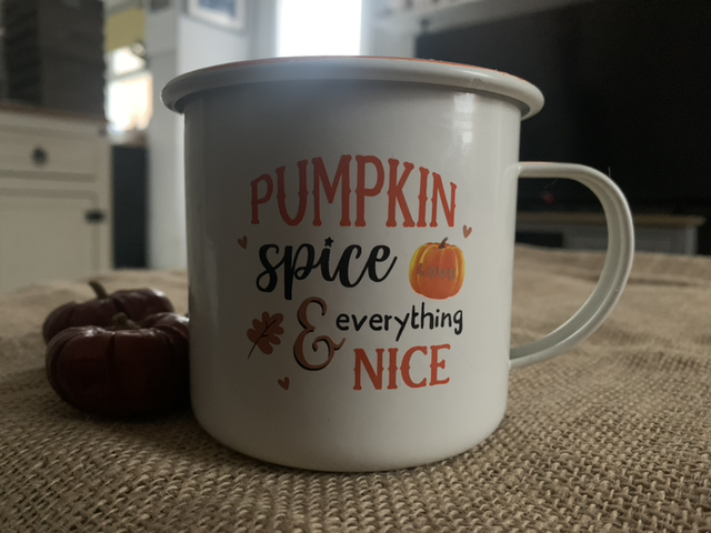 ‘Pumpkin Spice and everything nice’ mug candle (available in all fragrances)