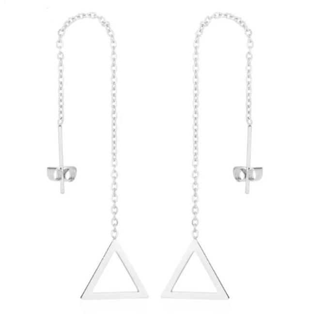 Threader Earrings with Triangle Pendant