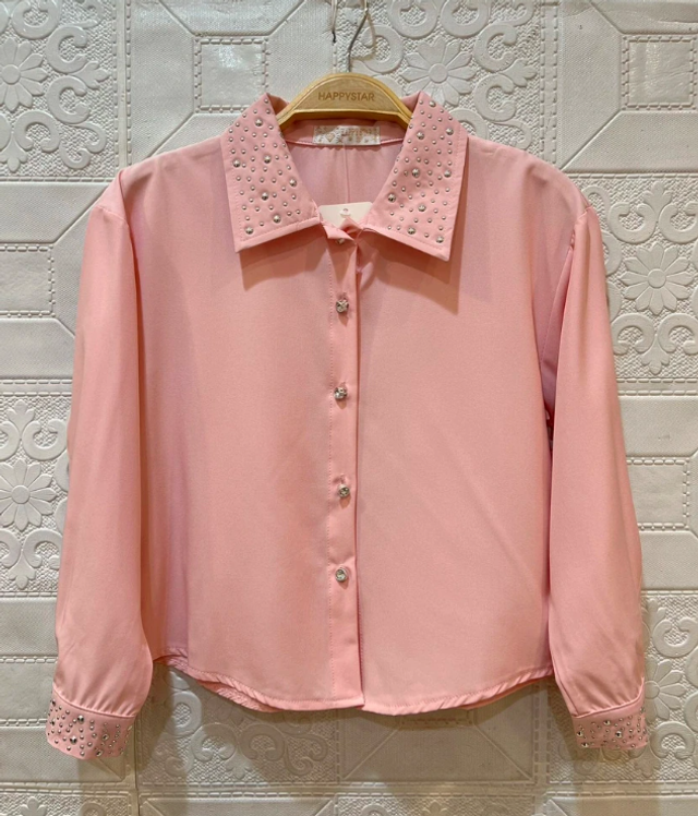 Chemisier rose fille brillants et strass