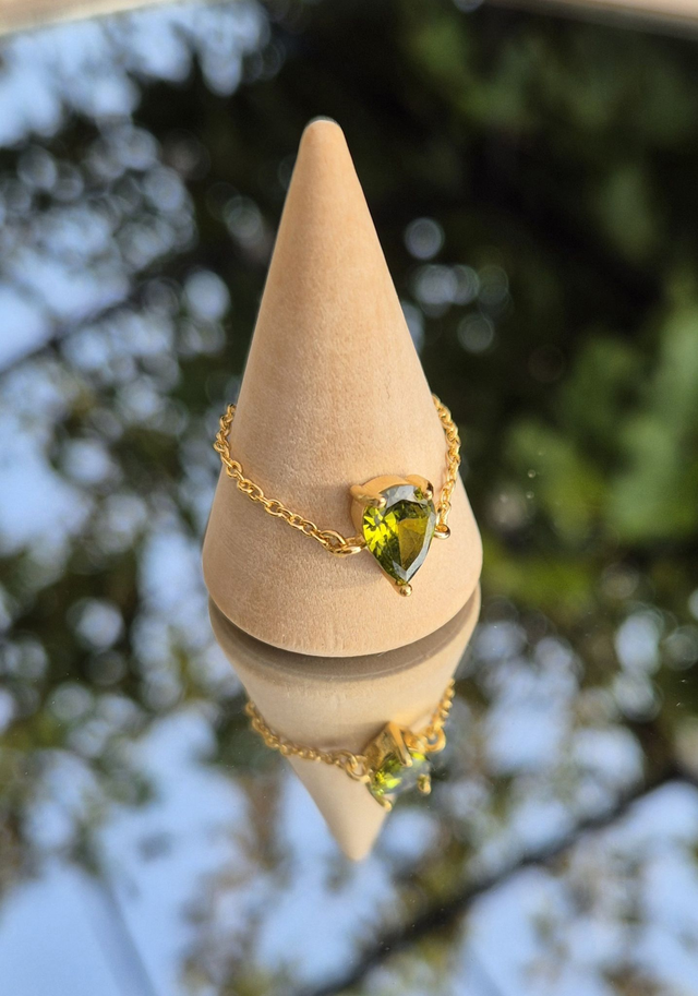 Bague chaine ajustable VERTE