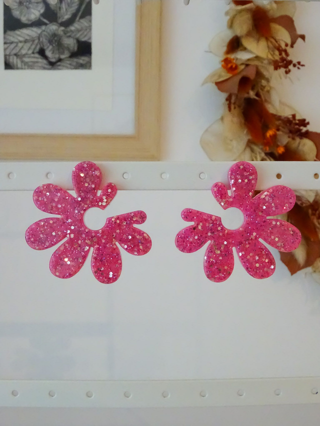 Fleur asymétrique : Paillettes rose