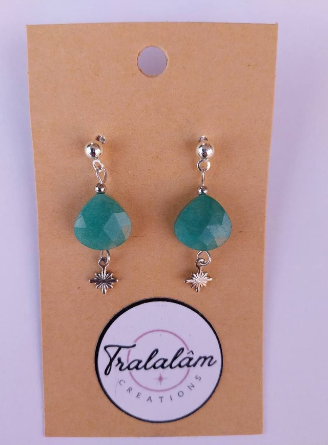 ✨ Boucles d&#039;oreilles argentées &quot;Les Jolies Pierres&quot; Amazonite ✨  