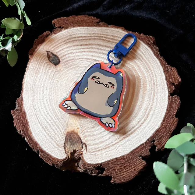 Llavero Pokemon // Snorlax - acrílico holográfico arcoiris