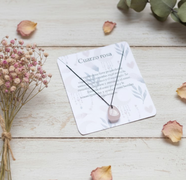 Colgante de rodado de Cuarzo Rosa