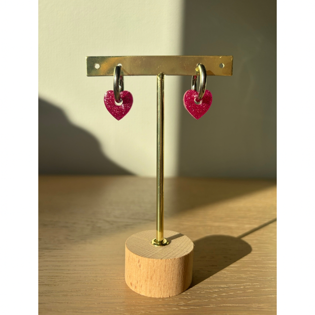 Pampilles cœur rose pailletée