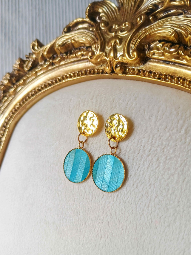 Boucles d'oreilles MARTELÉE Chevron turquoise