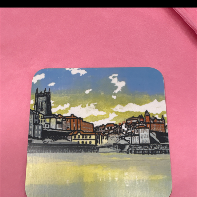 Great Yarmouth quay Norfolk coaster linocut lain