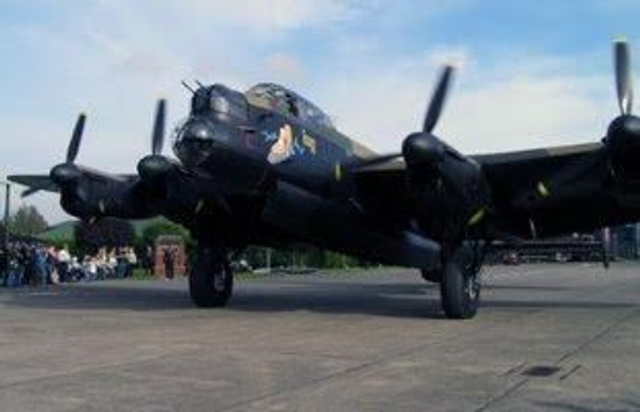 Lancaster bomber Lincs plane greeting card 