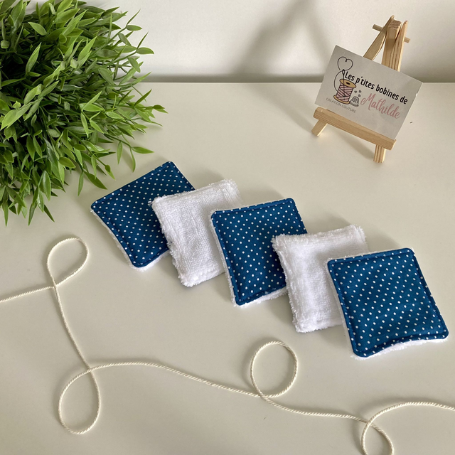 Lingettes | Pois bleus | Lot de 5