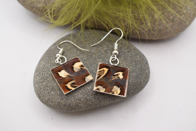 Boucles d'oreilles faisan commun