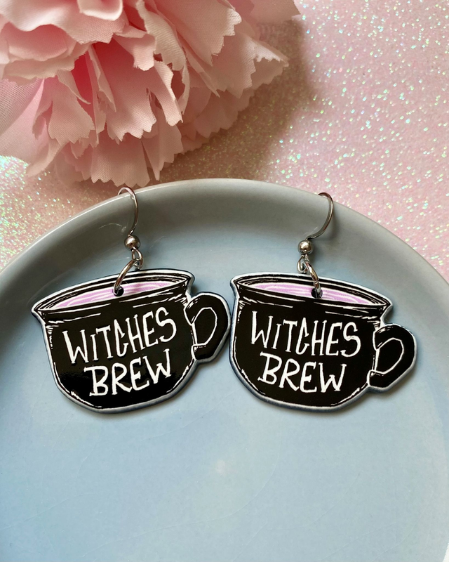 Boucles d'oreilles tasses chaudrons de sorcière, witches brew 