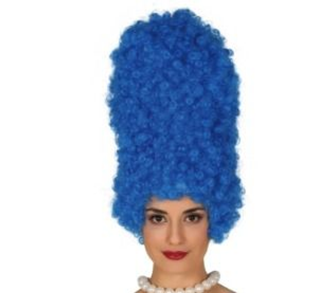 CARNEVALE , PARRUCCA BLU RICCIA SIMPSON 