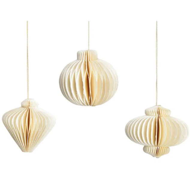 Hänger Waben Mini aus Papier/Pappe, Weiß Ø4cm  10x13x4cm