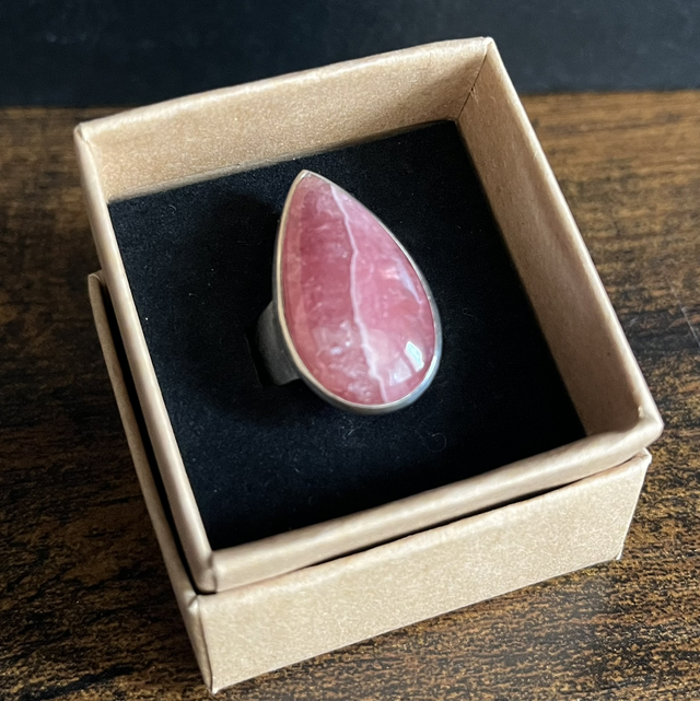 Bague en argent et Rhodochrosite - Taille 57